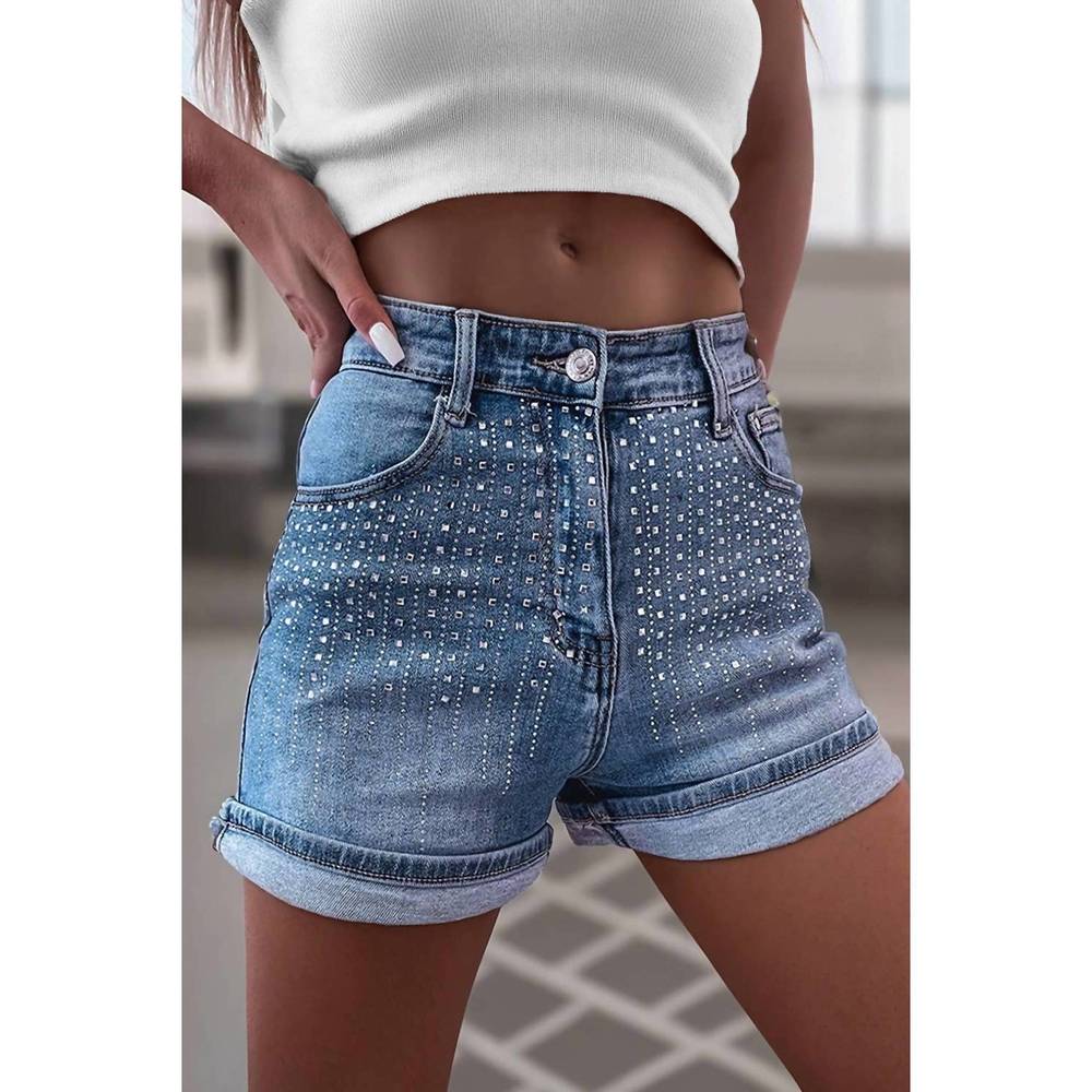 NEW AAPPARELLA rhinestone denim shorts in medium